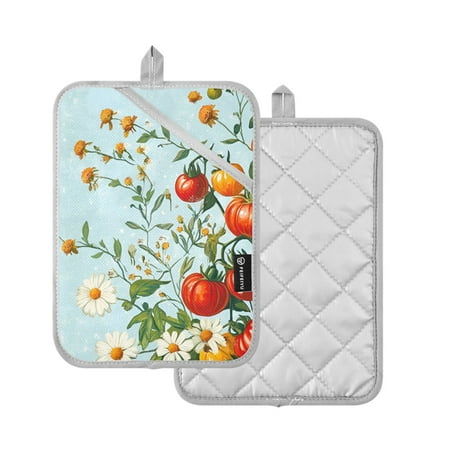 

Yayeee Pot Holders for Kitchen Heat Resistant with Pocket Set of 2 7x9.8 Colorful Tomatoes