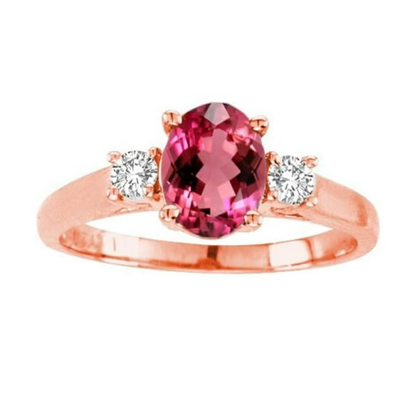 R3676-14R-RB86-vs-2 8 x 6 in. 14K Rose Gold Oval Rubilite VS-2 Gemstone Ring