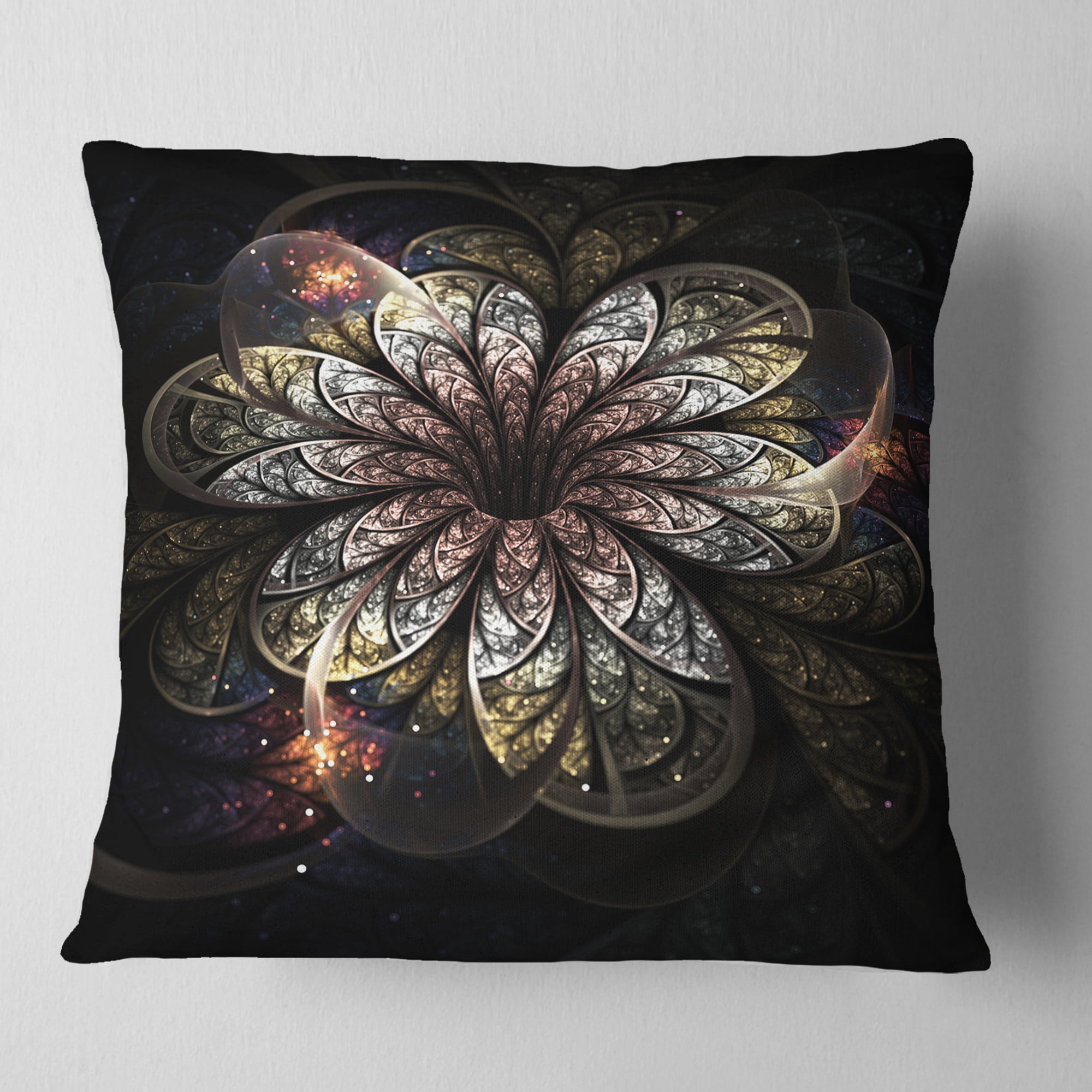 Designart 16" x 16" Gold Polyester Throw Pillow