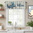 thumbnail image 2 of Blue Truck Spring Floral Kitchen Curtain Valances for Windows Farmhouse Short Curtains, Teal Plaid Butterflies Vintage Rod Pocket Valance Curtain for Bedroom Cafe Living Room 42"x12", 2 of 8