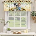thumbnail image 3 of 2 Pack Valances for Windows, Spring Dog Window Valances for Living Room/Bedroom/Bathroom, Sunflower Daisy Botanical Yellow Ombre Light Filtering Kitchen Curtain Valance Window Treatment 54"W x18" L, 3 of 9