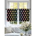 thumbnail image 3 of Colorful Polka Dot Sheer Curtains 54 Inch Length 2 Panels Set, Cartoon Watercolor Geometric Black Voile Window Treatment Rod Pocket Short Kitchen Curtains Drapes for Bedroom 52"x54"x2, 3 of 7