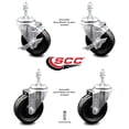 thumbnail image 2 of 4 Inch Phenolic Wheel Swivel 3/8 Inch Threaded Stem Caster Set 2 Brakes SCC, 2 of 2