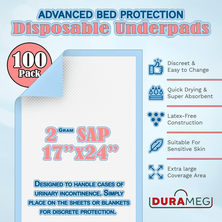 Chucks Disposable Underpads 17x24,100 pack, Bed & Pee Pads Chucks Disposable Underpads 17x24,100 pack, Bed & Pee Pads