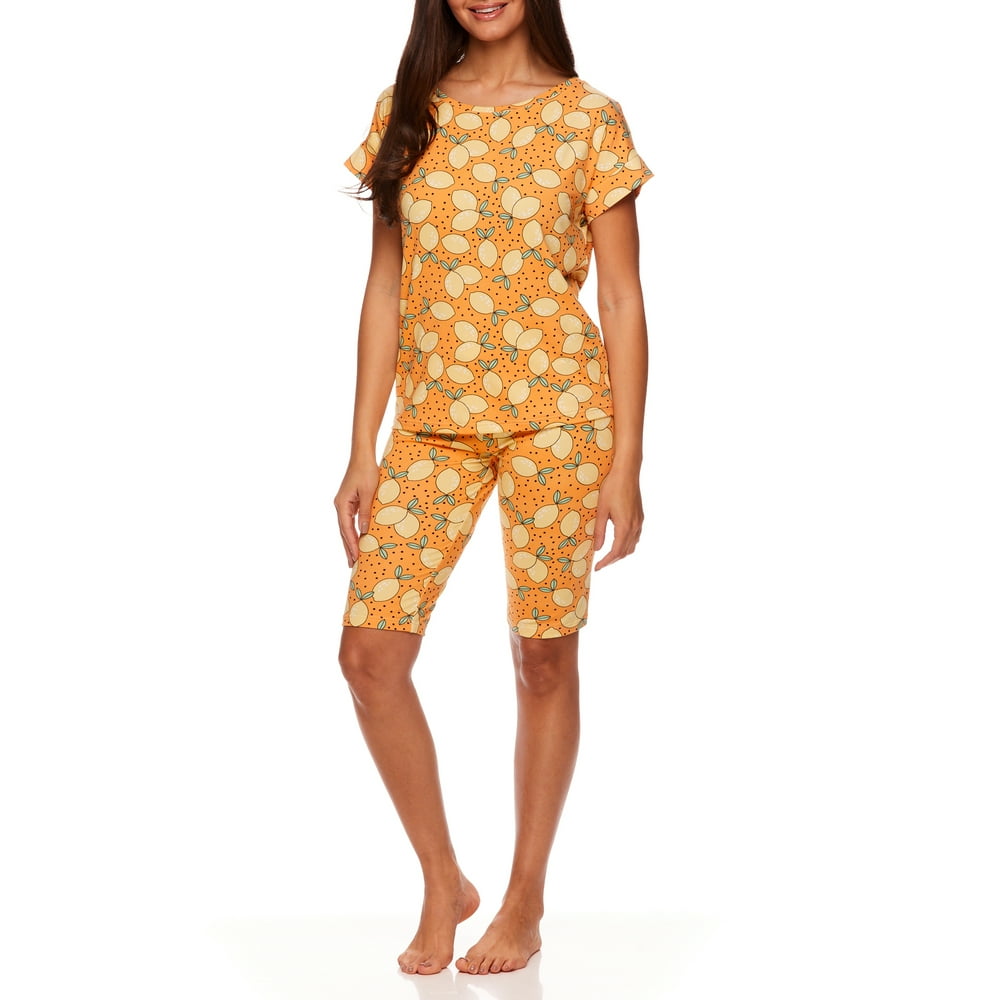 Sleep & Co Sleep & Co. Women's 2pc Pajama Short Sleeve Top and Bike