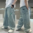 thumbnail image 2 of RMGVDSD Boys Relaxed Fit Jeans Boys Baggy Jeans For Kids Teen Straight Wide Leg Jeans Loose Elastic Waist Denim Pants Trousers With Pockets 4-5 Years/Light Blue, 2 of 7