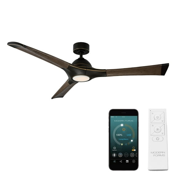 Woody 60" Oil Rubbed Bronze/Dark Walnut Dimmable LED Smart Ceiling Fan with Remote Control
