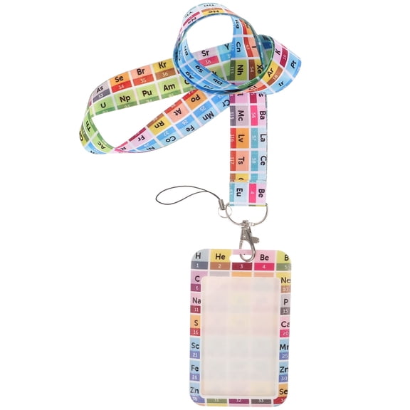 DESIGNICE Teacher Badge Holder with Chemical Element Pattern Id Card Cover,Durable Protective Case for Work Id and Cards