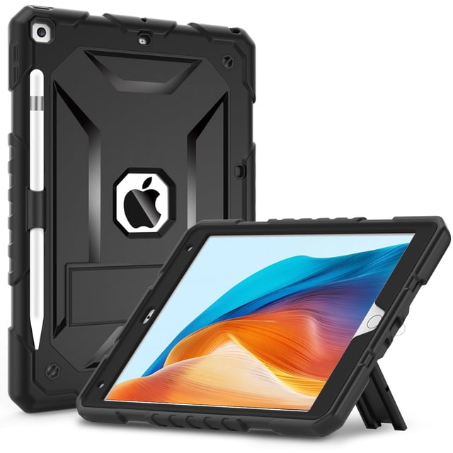Funda para iPad 9ª, 8ª y 7ª generación de 10,2 pulgadas con soporte, color negro TIMISM