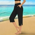 thumbnail image 2 of IDALL Capri Pants for Women Yoga Pants Women Womens Casual Pants High Waisted Pants Side Slit Pull On For Women Casual Lightweight Elastic High Waist Pants 2025 Summer Women'S Pants Black L, 2 of 6