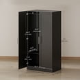 thumbnail image 2 of Armoire Garde-Robe à 2 Portes Effet Bois Noir avec Tringle / Garde-Robe Moderne pour Rangement de Chambre - 31.7 Pouces x 19.7 Pouces x 63 Pouces, 2 of 7