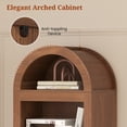 thumbnail image 3 of 76" Tall Narrow Arched Bookcase, 7-Teir Mid-Century Modern Bookshelf with Adjustable Shelves for Living Room, Home Office, Brown, 3 of 7
