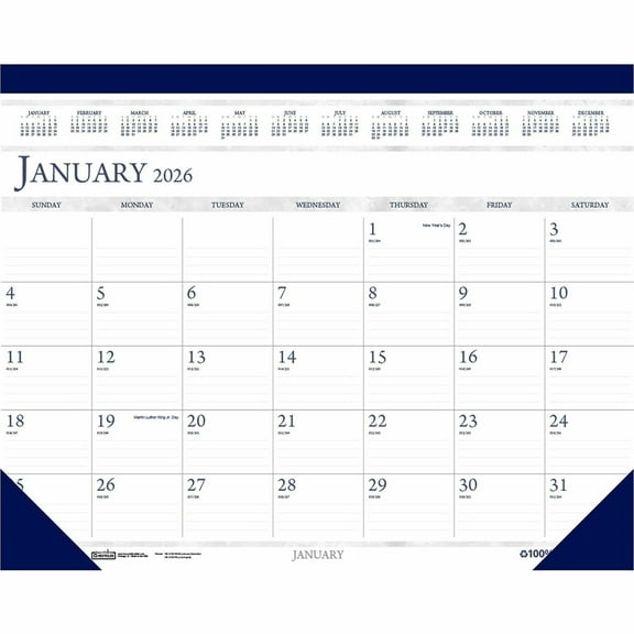 2026 House of Doolittle Economy 22" x 17" Monthly Desk Pad Calendar Blue (150-26)