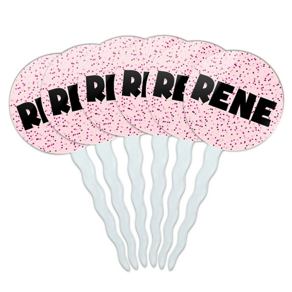 Rene Cupcake Picks Toppers - Set of 6 - Pink Speckles