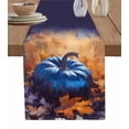 thumbnail image 7 of Blue Fall Pumpkins Table Runner-Cotton Linen- 120 Inch Holiday Dresser Scarves, Autumn Maple Leaf Vintage Oil Painting Tablerunner for Kitchen Coffee/Dining Living Room Dinner Scarf Décor 13x120, 7 of 7