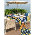 thumbnail image 5 of Outdoor Tablecloth with Umbrella Hole for Patio/Picnic/Party/Camping, Coastal Waterproof Table Cloth Rectangle Table Cover Washable, Summer Lemon Flower Shell Starfish Blue (60"x 102"), 5 of 8