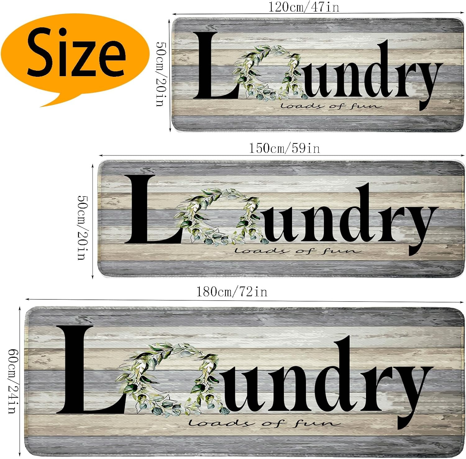 Farmhouse Laundry Room Rug Runner 20"X59" Non Slip Floor Carpet Runner Washable Farmhouse Kitchen Area Carpet for Office, Laundry, Sink, Home Bathroom, and Bedroom Decor