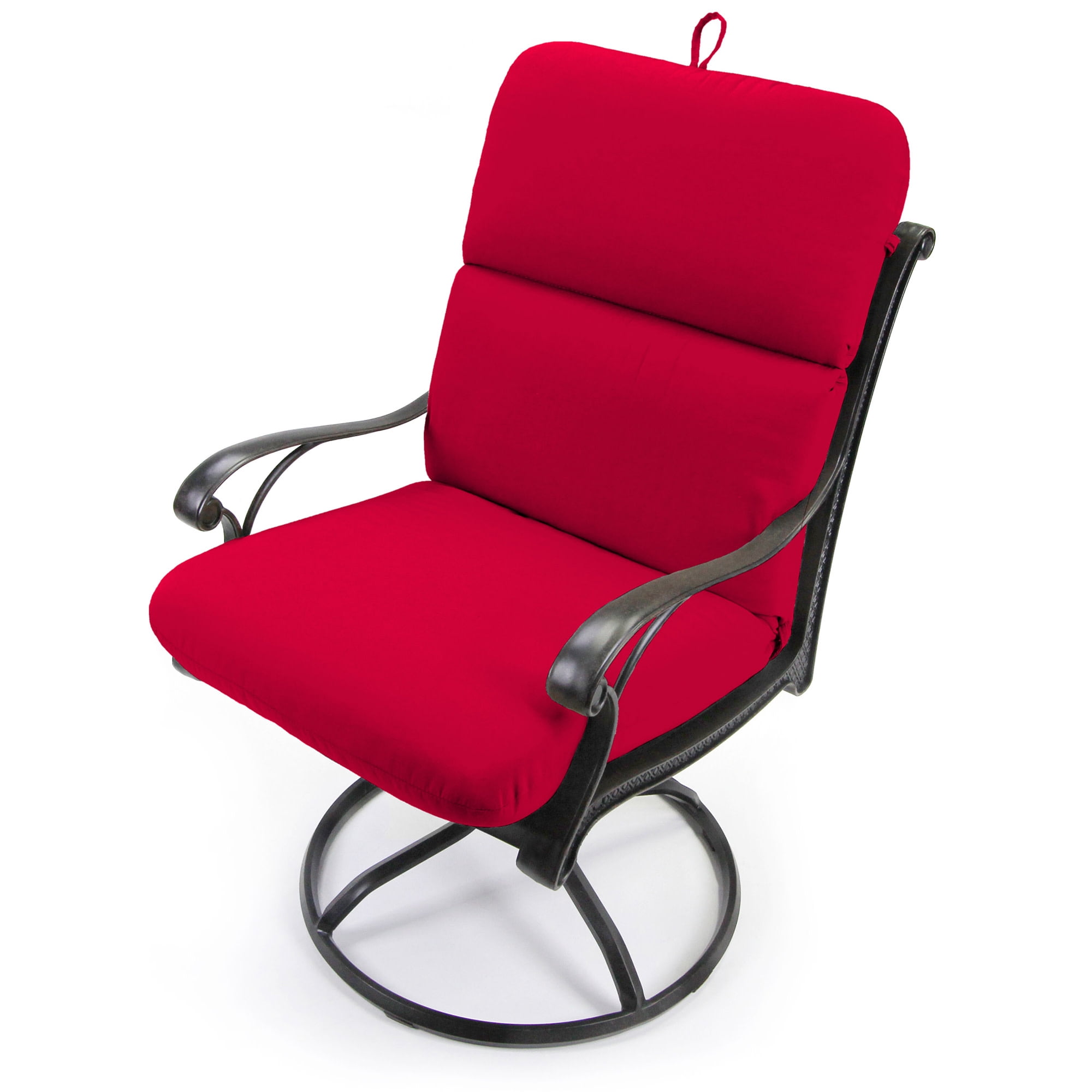 Jordan Manufacturing 45" x 22" Really Red Solid Rectangular Outdoor Chair Cushion with Ties and Hanger Loop