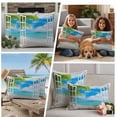 thumbnail image 5 of Summer Beach Outdoor Waterproof Pillow Covers, Turquoise Window Seascape Seaside Palm Tree Decorative Square Throw Pillowcase Sofa Cushion Sham for Patio/Couch/Chair, 20"x20" 2 Pack, 5 of 8
