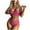 Hot Pink, variant on WREESH Womens Two Piece Swimsuit High Waisted Bikini Plaid Backless Split High Waist Bikini Lace-Up Beach Bathing Suit Black