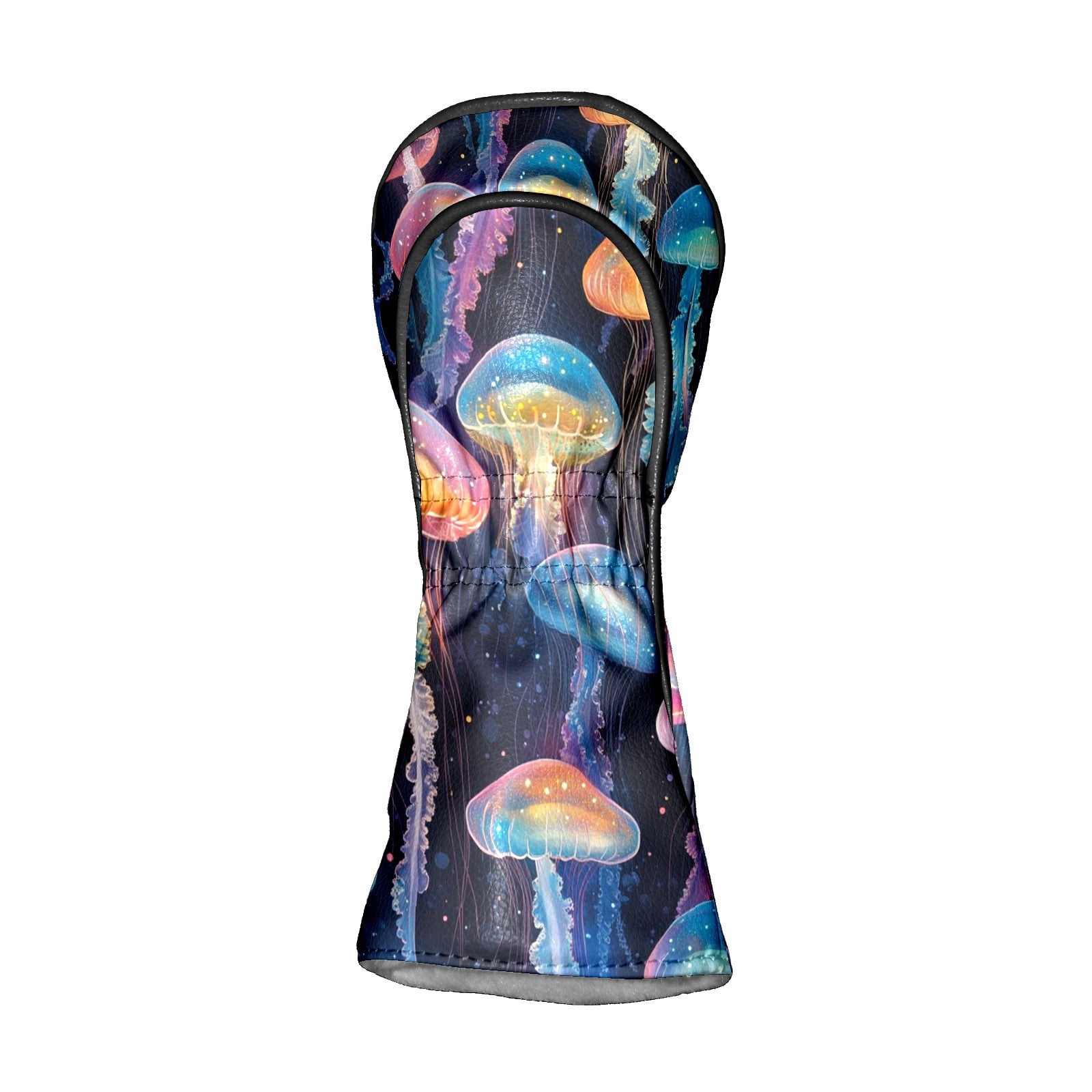 Golf Head Covers Sea Jellyfish Design for Driver, Wood & Hybrid, Premium Waterproof PU Leather with Plush Lining, Unique Oceanic Golf Gifts