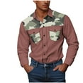 thumbnail image 3 of BiZtdJrK Men's Camo Work Shirts Long Sleeve Button Down Cargo Shirt Jacket with Two Pockets Outdoor Fishing Camping Tops, Pink, XL,, 3 of 6
