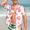 thumbnail image 5 of Lsque Pink Hearts pattern Hawaiian Shirt for Men, Unisex Summer Beach Casual Short Sleeve Button Down Shirts-Small, 5 of 9