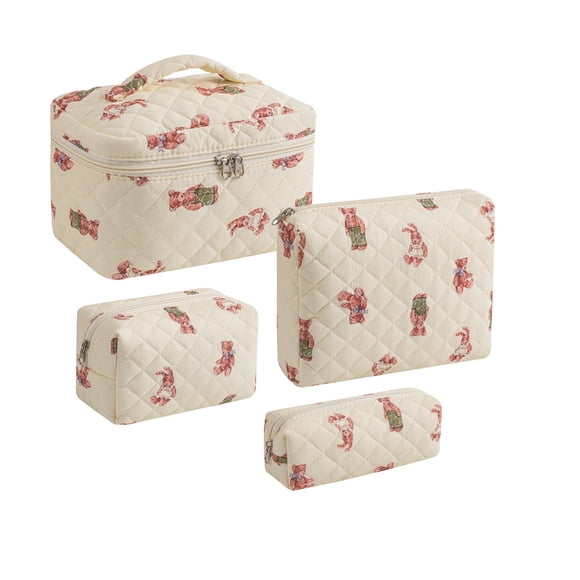 Set de bolsitas de maquillaje uekeboag con estampado floral, 4 unidades, para mujer