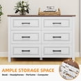 thumbnail image 2 of Uforic Farmhouse 6-Drawer Wooden Dresser TV Stand with Power Outlet, with Large Storage Drawers and Bar Handles, for Living Room,, 2 of 6