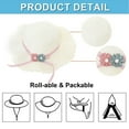 thumbnail image 4 of Sombrero de paja para mujer con circunferencia de 56-58 cm, protector solar de verano, sombrero de paja de ala grande, sombrero para el sol, sombrero de paja con flores y conjunto de bolso, 4 of 5