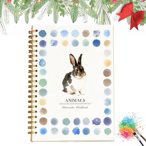 Hugs Garden Watercolor Workbook Animals, Watercolor Paint Set with 12 Paints, Paint Brush & Multiple Same Styles, Water Coloring Book Art Crafts Painting Kit, Gifts for Women