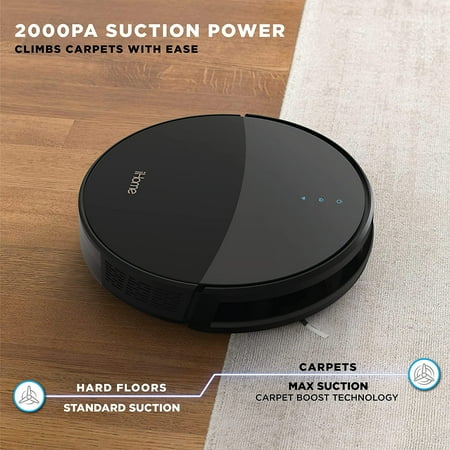 iHome - AutoVac Eclipse Wi-Fi Connected Robot Vacuum & Mop with Mapping HomeMap Navigation and HyperDrive Technology - Black