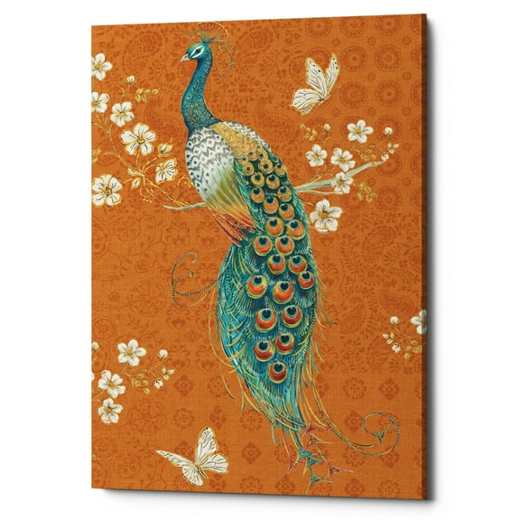 Epic Graffiti  'Ornate Peacock X Spice' Canvas Wall Art, 12"x18" 26" x 40"