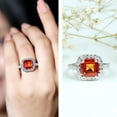 thumbnail image 5 of Rosec Jewels Certified Lab Grown Orange Sapphire Asscher Cut Engagement Ring with Halo - AAAA Quality - with Jewelry Box, 18K White Gold, US 5.50, 5 of 7