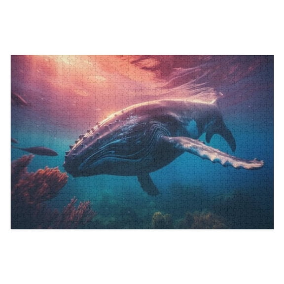 Puzzles for Adults 300 Pieces - Whale Challenging Gifts for Jigsaw Puzzle Lovers, Enjoy Happy Time with Friends, Framable Room Wall Decoration