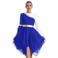 thumbnail image 3 of inhzoy Women's Praise Lyrical Dance Dress One Shoulder Worship Liturgical Overlay Tunic Royal Blue XL, 3 of 9