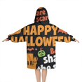 thumbnail image 2 of Halloween Festive Text Pattern Blanket Hoodies for Kids 6-13YR Oversize Wearable Blanket Hoodies for Boys Girls Teens, 2 of 7
