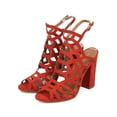thumbnail image 5 of New Women HOTSOLES Ferret Faux Suede Peep Toe Caged Block Heel Sandal, 5 of 5