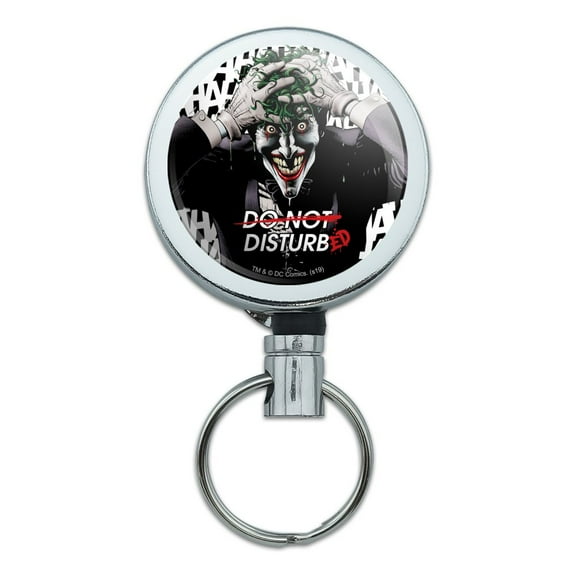 Batman Disturbed Joker Heavy Duty Metal Retractable Reel ID Badge Key Card Tag Holder with Belt Clip