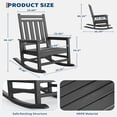 thumbnail image 3 of Bingirl Outdoor Rocking Chair HDPE Plastic Patio Rocker Chair for Porch Deck Lawn Garde Black (Four straight back panels), 3 of 7