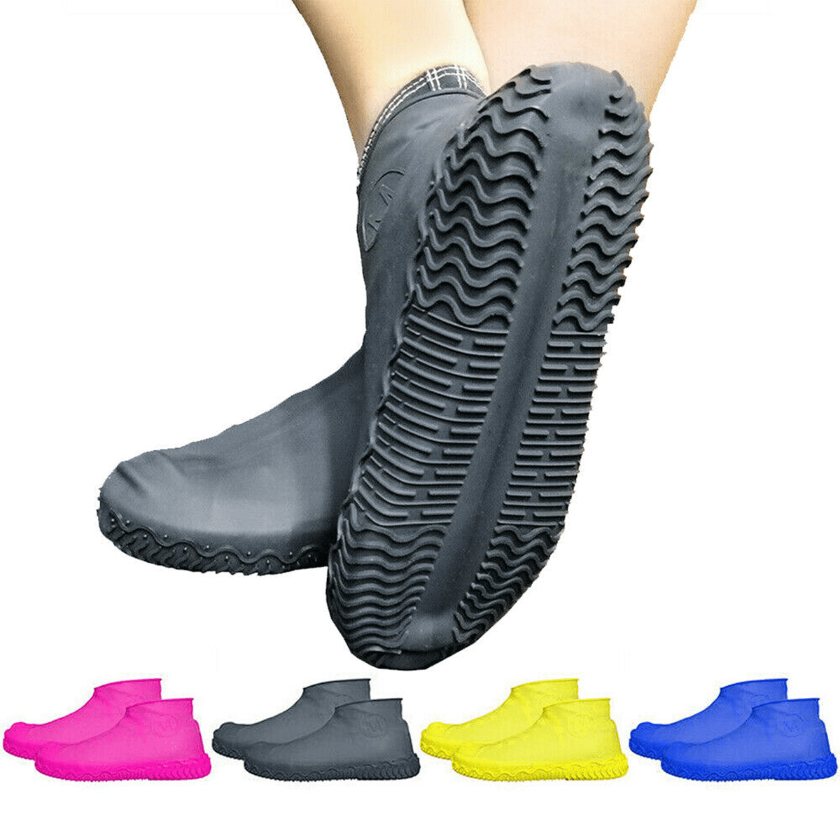 1 Pair Reusable Latex Waterproof Shoe Covers Slip-Resistant Rubber Rain Boots 