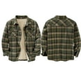 thumbnail image 2 of Herrnalise Men's Coat 2022 New Long Sleeve Lapel Plaid Flannelette Shirt Men's Jacket Green, 2 of 5