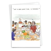 NobleWorks Funny Thanksgiving Greeting Card with 5 x 7 Inch Envelope (1 Card) Pilgrim Casino 1222