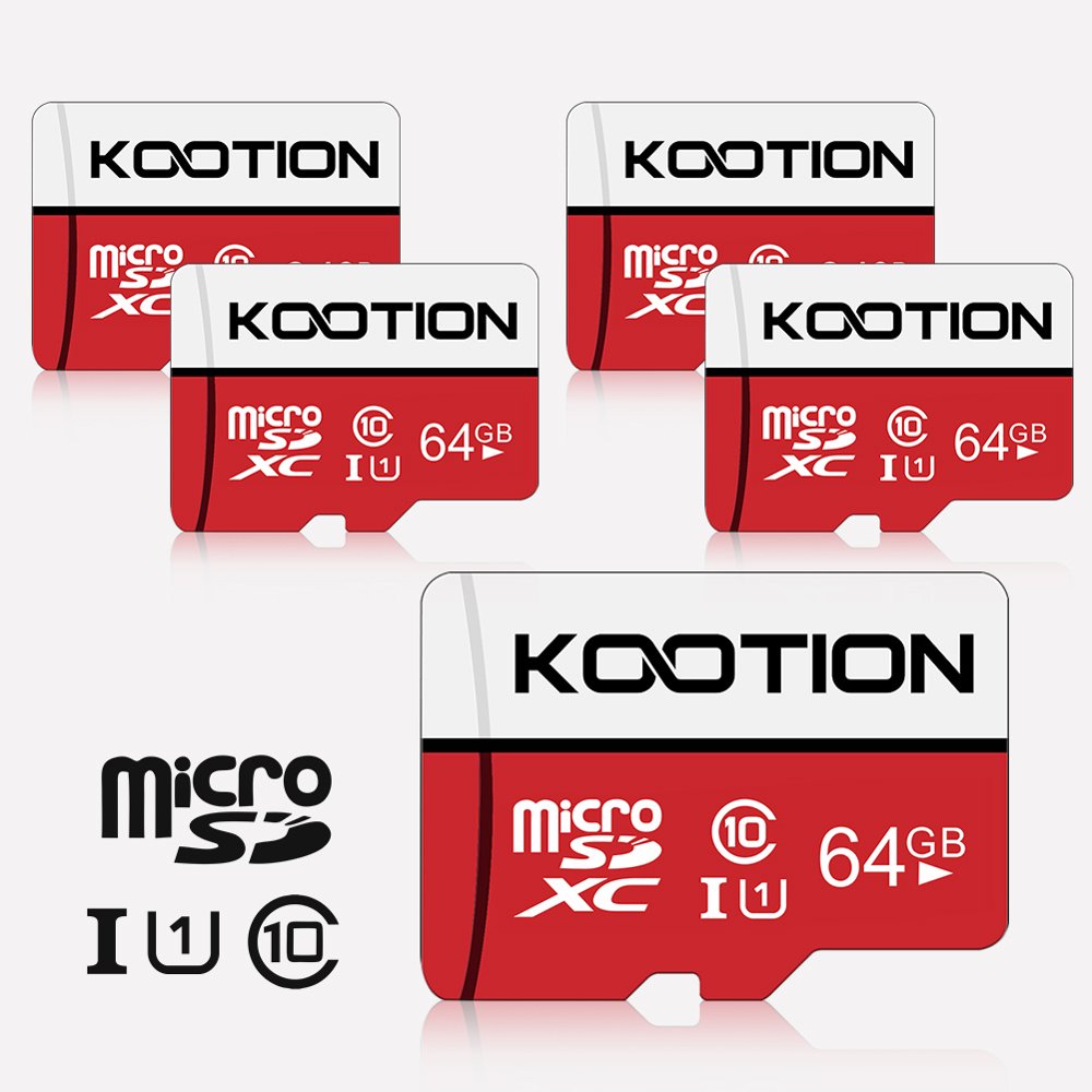 KOOTION 5 Pack 64 GB Micro SD Cards TF Card Micro SDHC UHSI Memory Cards Class 10 High Speed