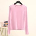 thumbnail image 1 of LNGOOR Modal T-Shirt Basique Uni Col Rond Manches Longues Femmes Automne Tee-Shirt de Base T-Shirt Assorti Grande Taille, 1 of 7