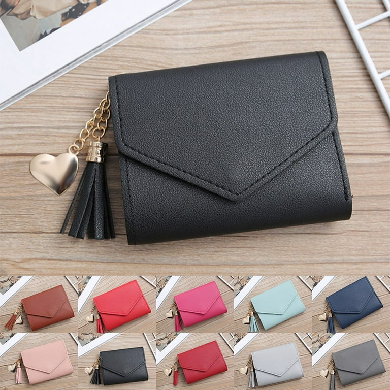 Women Small Clutch Leather Mini Wallet Photo Credit Id Card Holder Pocket Purse