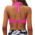 thumbnail image 3 of Womens Swimsuits Solid Color Halter Neck Bikini Top Push Up Summer Beach Fashion Swimsuit Top PK1 XL, 3 of 5