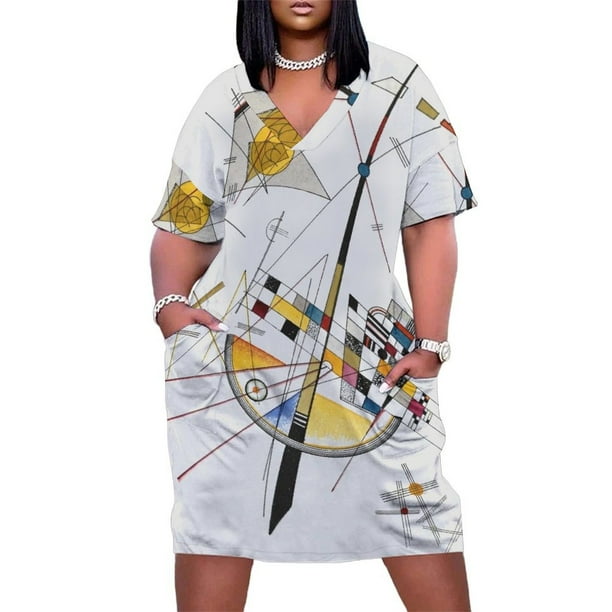 Alta definición. Vestido holgado con bolsillos Delie Tension de Wassily Kandinsky, vestido de verano para mujer, vestido coreano para mujer.