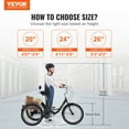 thumbnail image 2 of VEVOR Triciclos para adultos, bicicletas de tres ruedas de 20 pulgadas, triciclos de 3 ruedas, bicicleta de crucero de acero al carbono con canasta y asiento ajustable, 2 of 9
