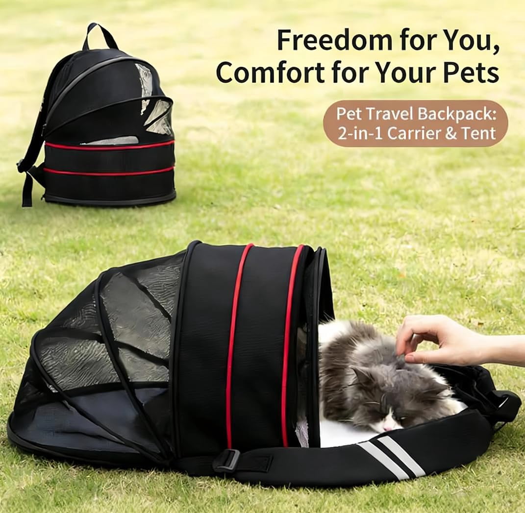 Dog Backpack Carrier for Small Dogs - Cat Carrier Backpack, Pet Tent for Indoor and Outdoor Cats, Collapsible Breathable Lightweight Cat Travel Supplies Accessorie for Shopping Travel Vet